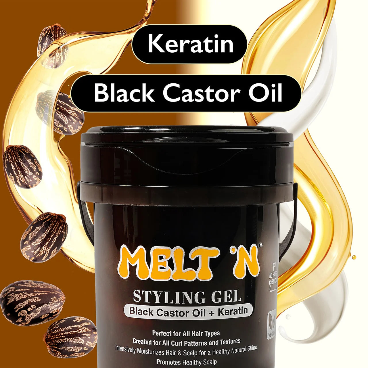 Ebin New York MELT'N Styling Gel Black Castor Oil + Keratin