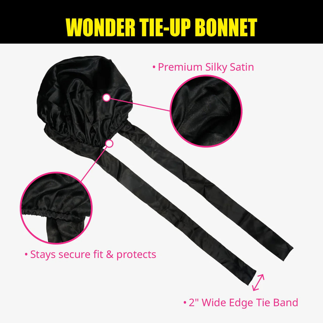 Ebin New York Wonder Wig Tie-Up Bonnet - Black
