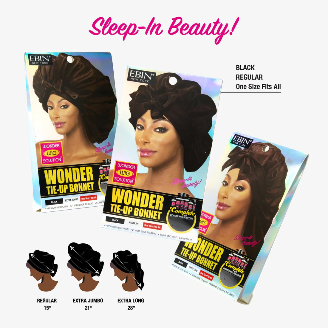 Ebin New York Wonder Wig Tie-Up Bonnet - Black