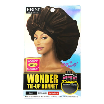 Ebin New York Wonder Wig Tie-Up Bonnet - Black