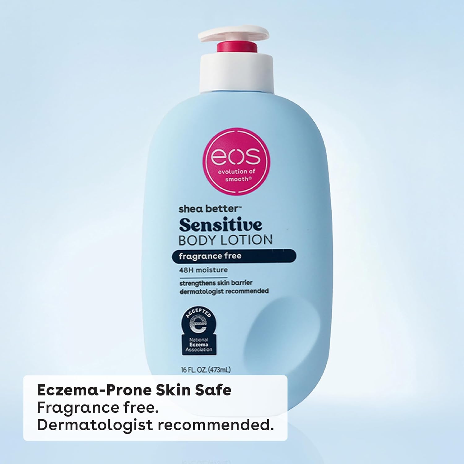 EOS Shea Better Sensitive Body Lotion Fragrance Free 473ml suitable for eczema prone skin dermatologist recommended