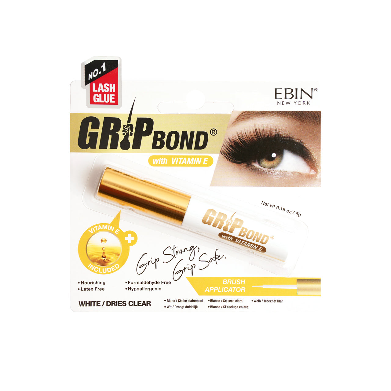 Ebin New York Grip Bond Lash Adhesive with Vitamin E Brush Applicator