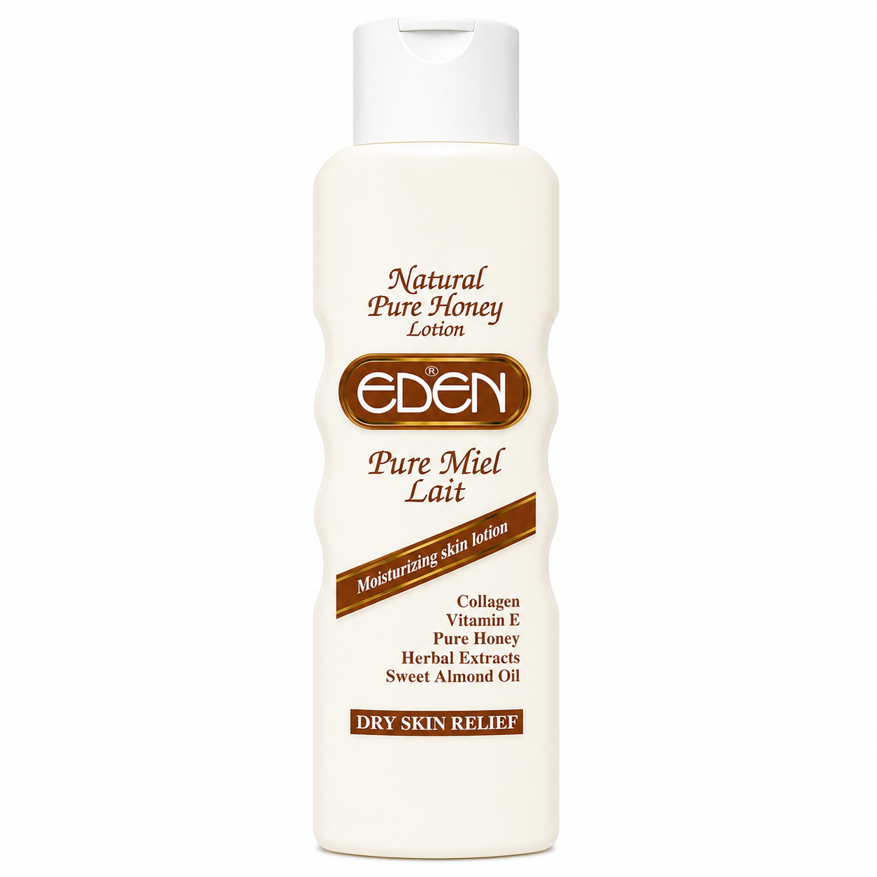 Eden Natural Pure Honey Lotion – moisturizing body lotion with pure honey, collagen, vitamin E, herbal extracts and sweet almond oil to nourish dry skin, provide deep hydration and long-lasting skin relief.