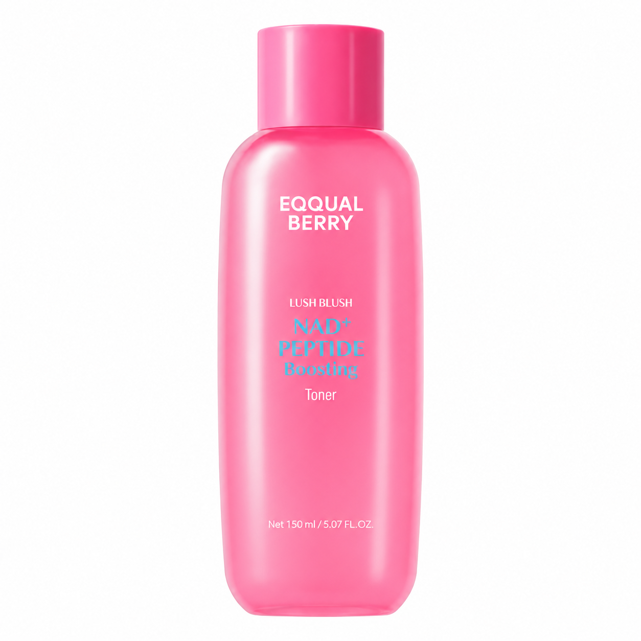 Eqqualberry NAD+ Peptide Boosting Toner 150ml pink bottle on clear white background