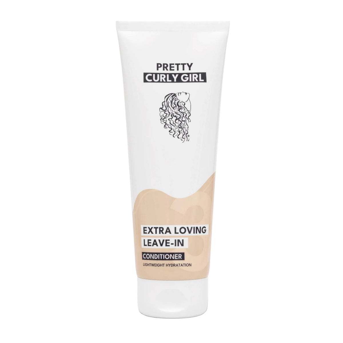 Tube of 'Pretty Curly Girl' Extra Loving Leave-In Conditioner on a white background