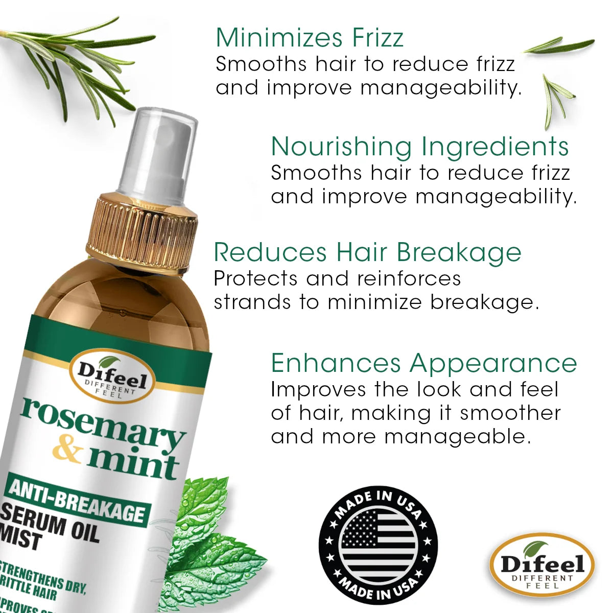 Difeel Rosemary & Mint Anti-Breakage Serum Oil Mist 8oz