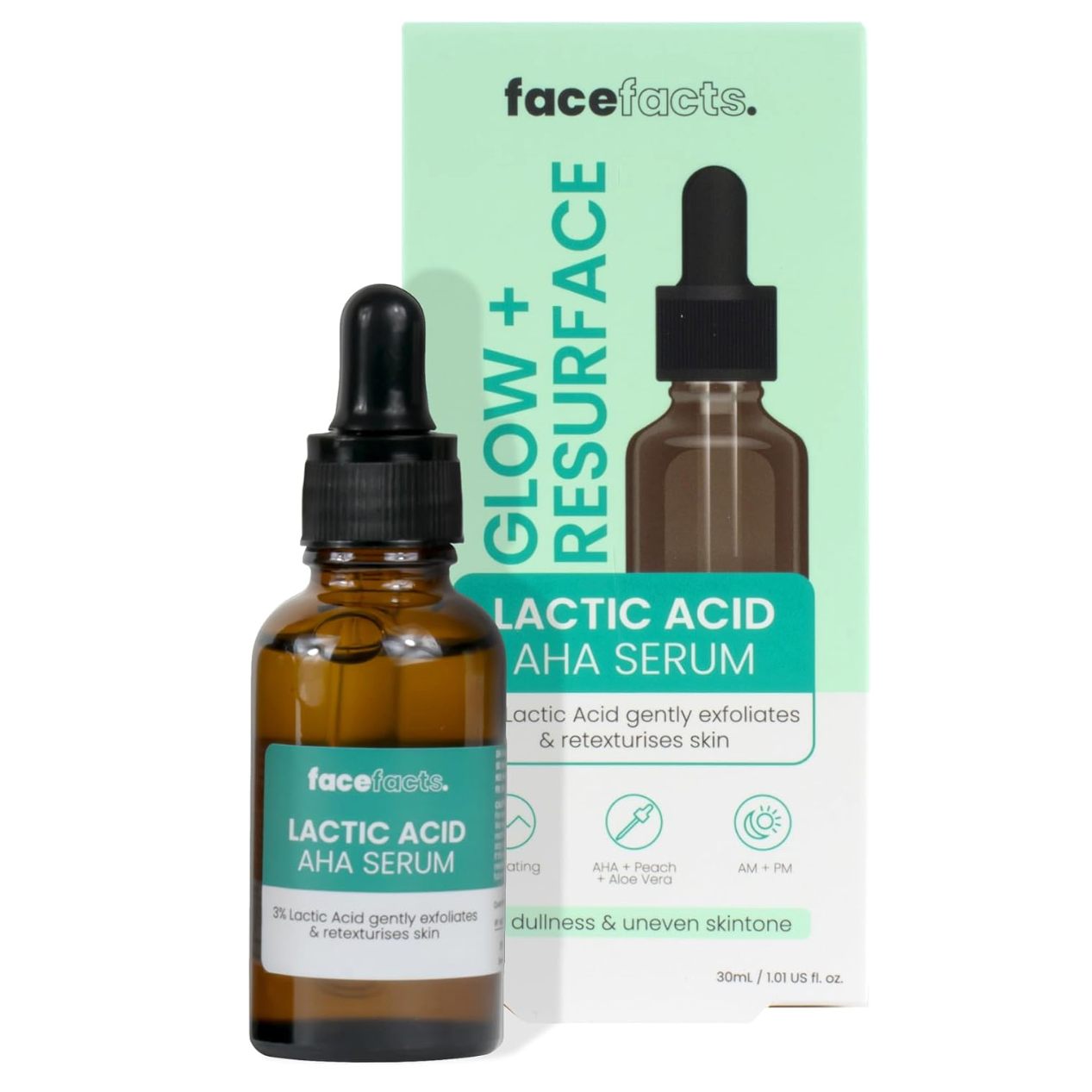 Facefacts Glow & Resurface Lactic Acid AHA Serum 30ml