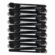Fashion Style Professional Hair Clips 12 Pack black sectioning clips for hair styling, cutting, blow drying and salon use with strong grip and durable metal base.