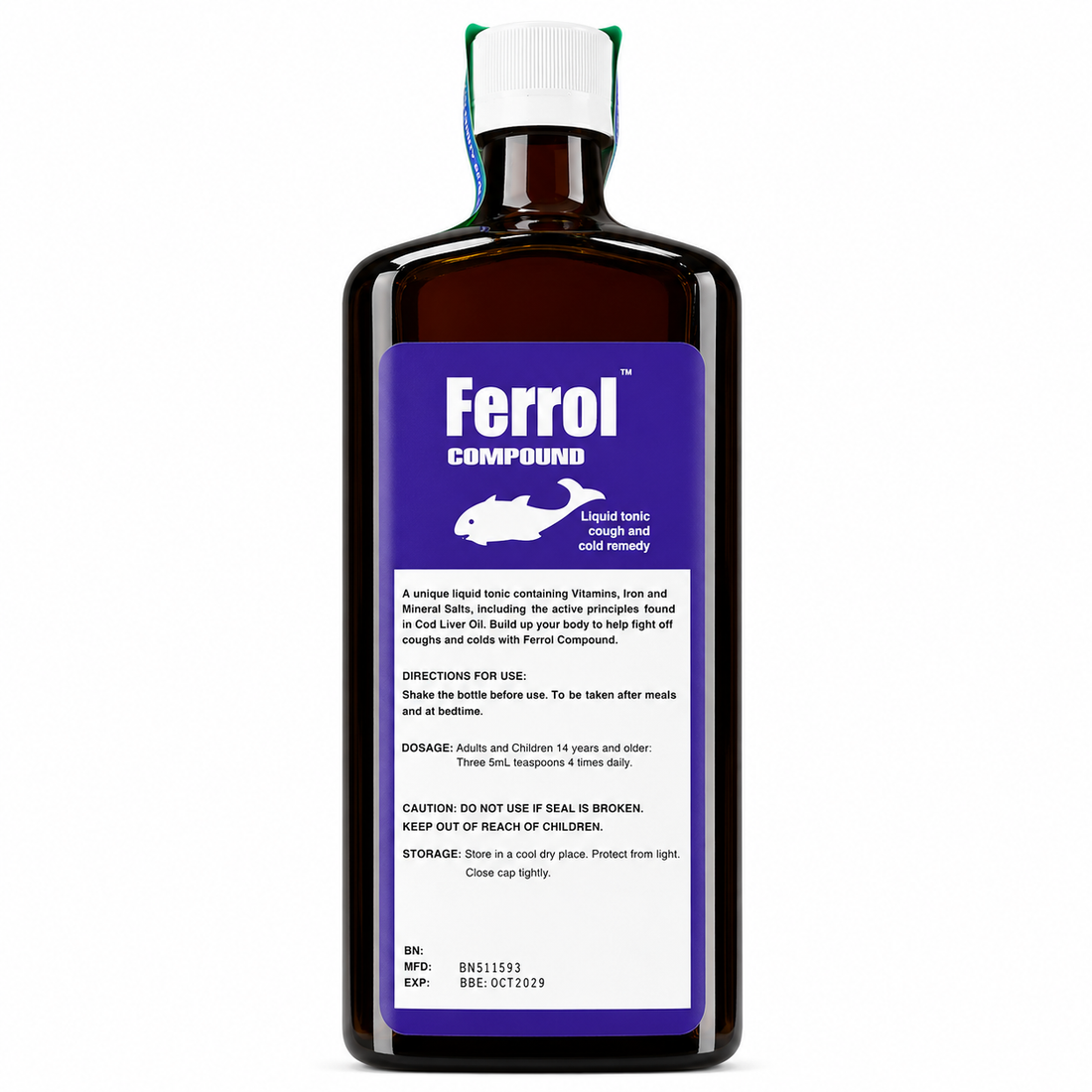 Ferrol Compound Liquid Tonic 500ml front of glass bottle