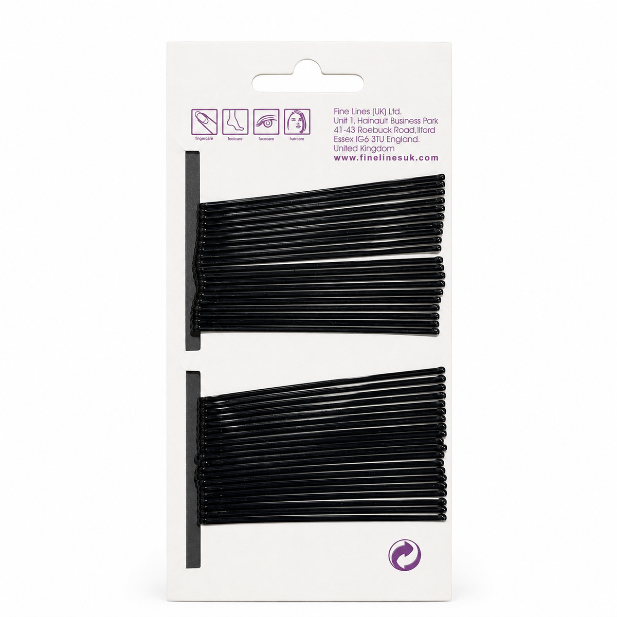 Fine Lines 6.5cm Black Bobby Pins 40pc