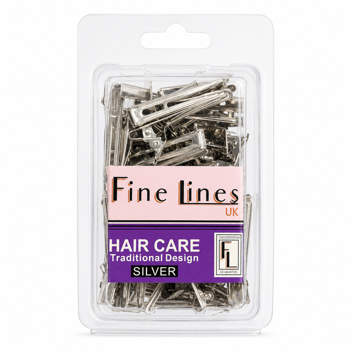 Fine Lines Silver Metal Slide-In Clips 36pcs