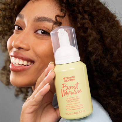 Umberto Giannini Strong Curls Boost Mousse Rosemary Oil Strengthening Styling Foam 290ml