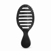 Forever Beautiful Mini Vented Hair Brush in black on a white background, lightweight vented styling brush with flexible ball-tipped bristles designed to detangle wet or dry hair, improve airflow for faster blow drying, reduce heat exposure, and create smooth, frizz-free styling results.