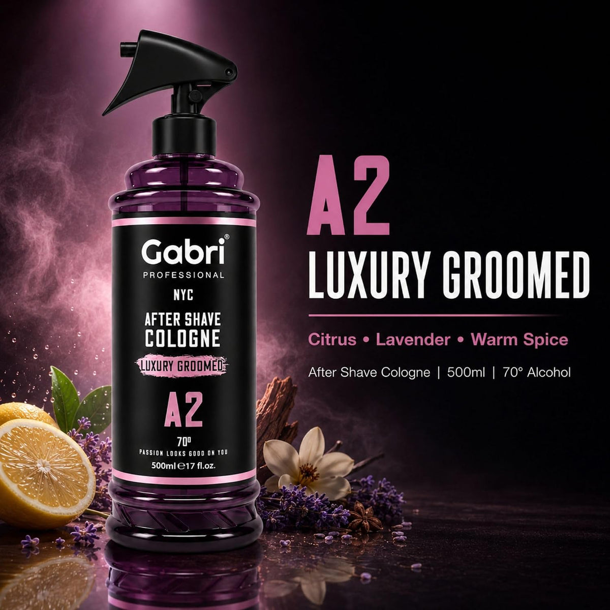 Gabri Professional A2 After Shave Cologne Luxury Groomed 500ml