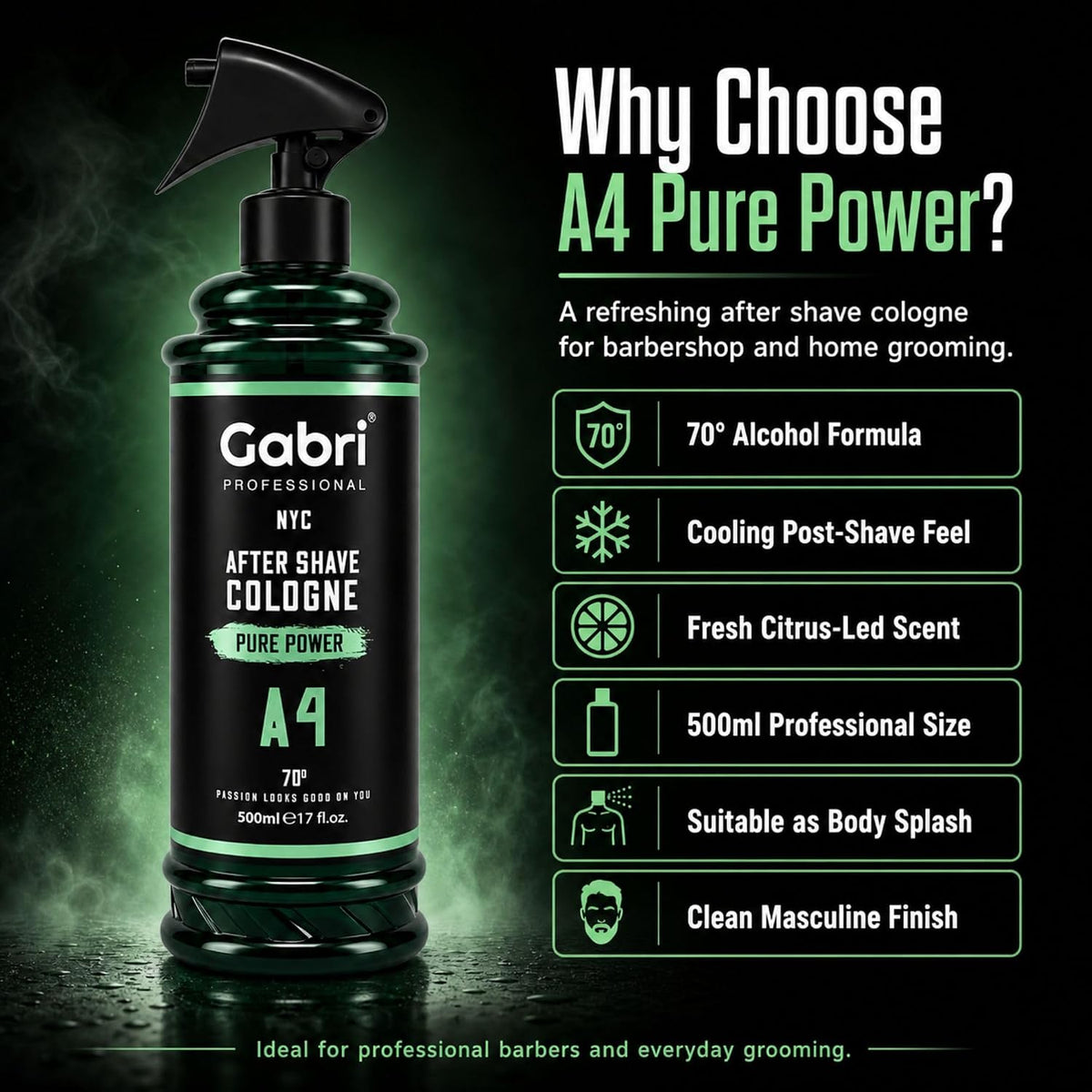 Gabri Professional A4 After Shave Cologne Pure Power 500ml