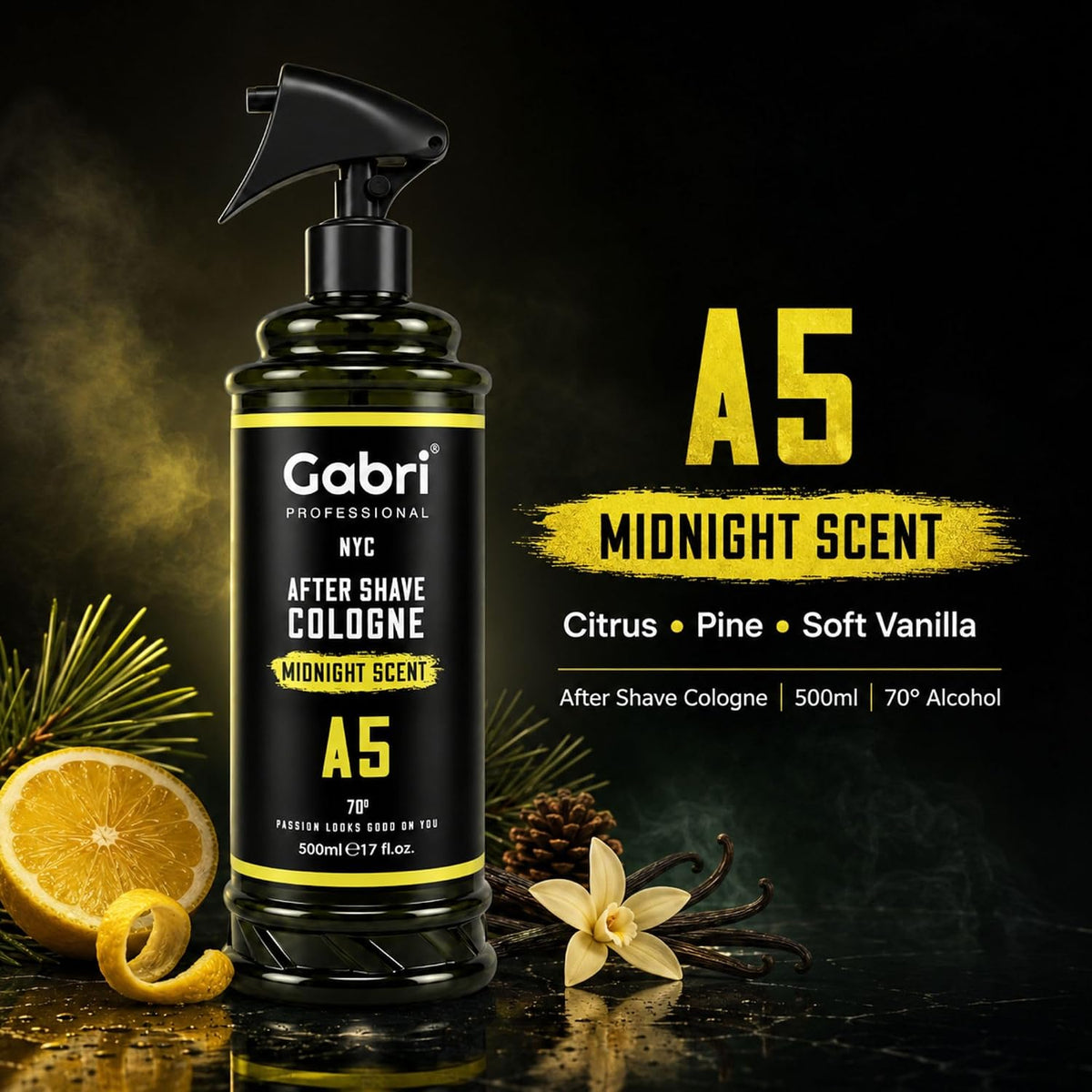Gabri Professional A5 After Shave Cologne Midnight Scent 500ml