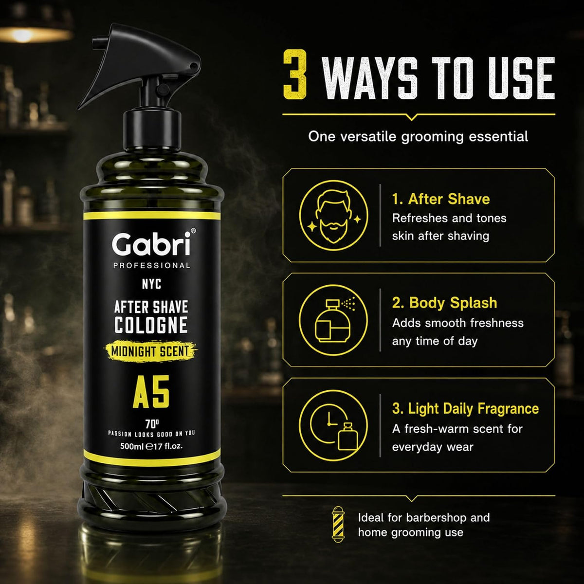 Gabri Professional A5 After Shave Cologne Midnight Scent 500ml