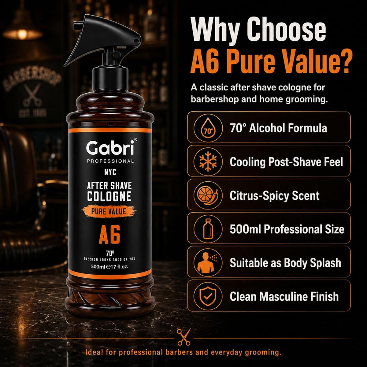 Gabri Professional A6 After Shave Cologne Pure Value 500ml