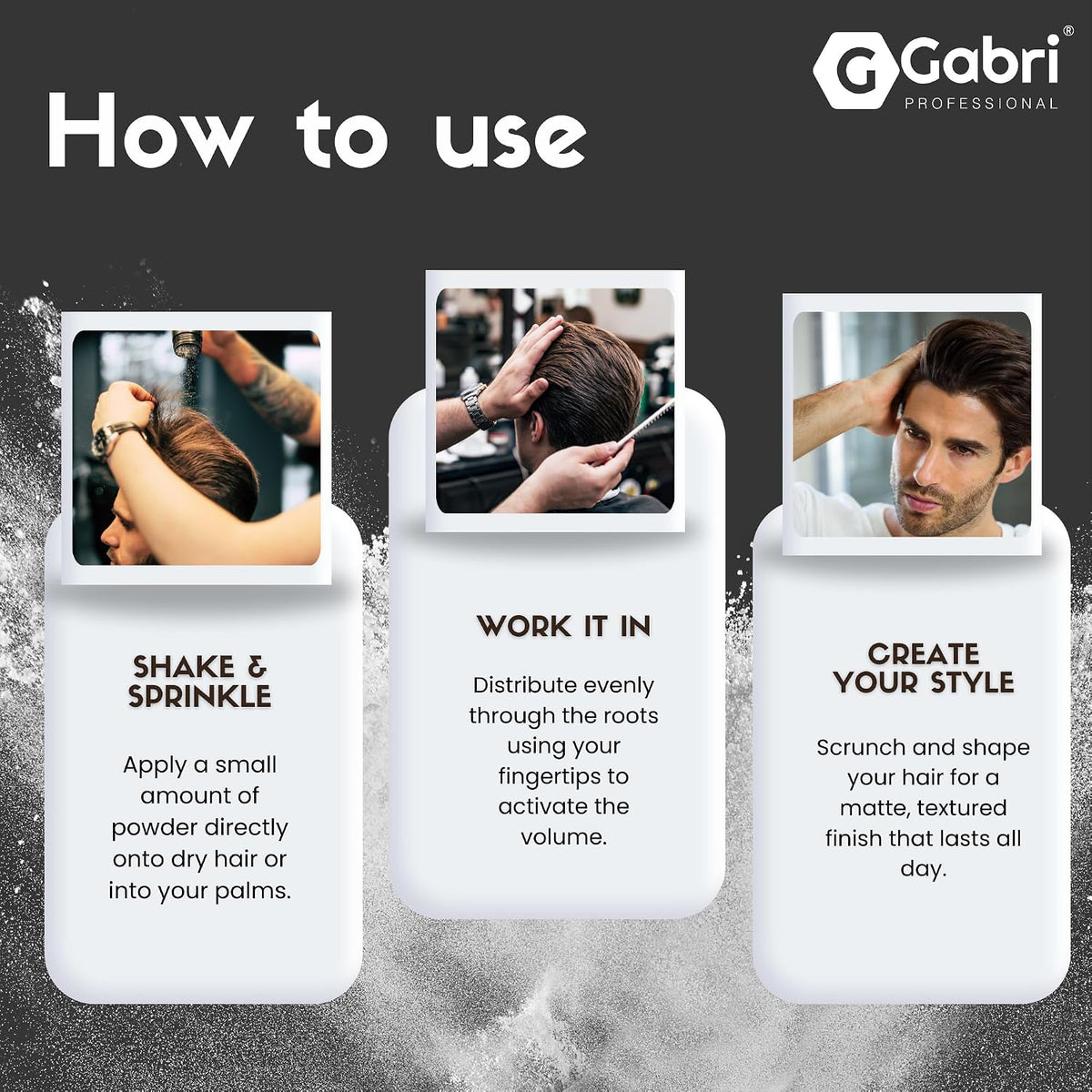 Gabri Professional Hair Styling Powder Sea Salt Matte Look S6 Extra Volume 21g