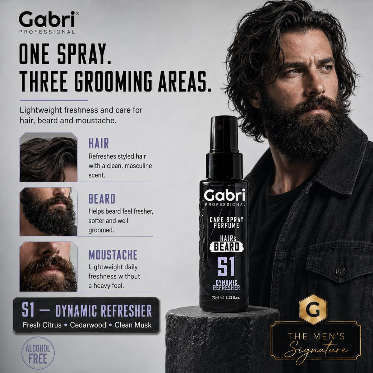 Gabri Professional S1 Hair & Beard Care Spray Perfume Dynamic Refresher 75ml