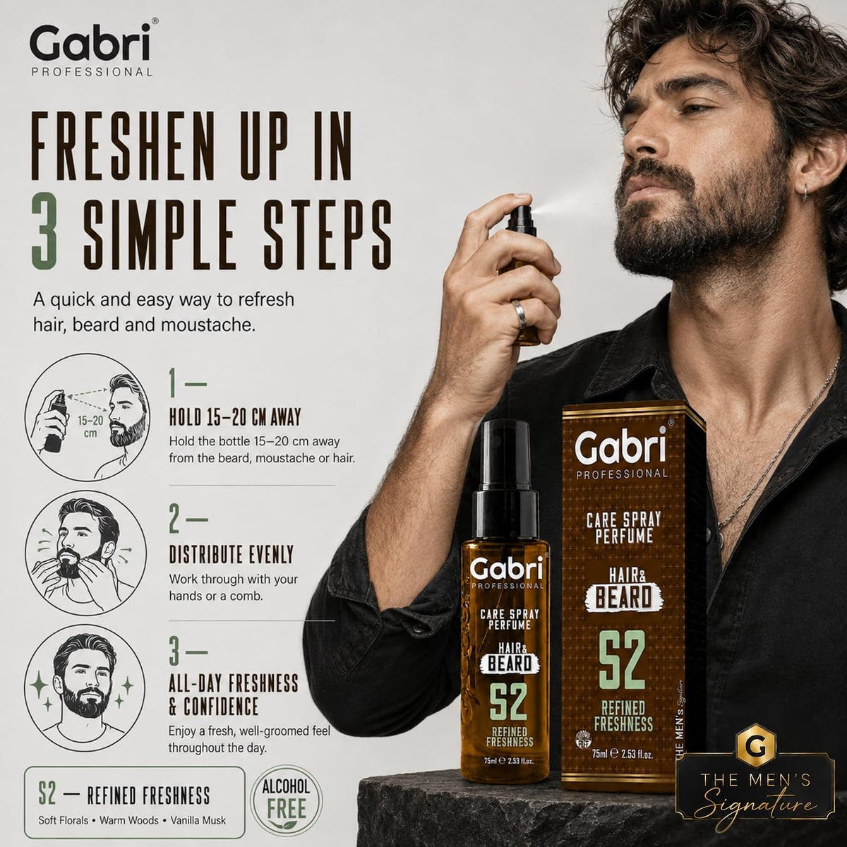 Gabri Professional S2 Hair & Beard Care Spray Perfume Refined Freshness 75ml