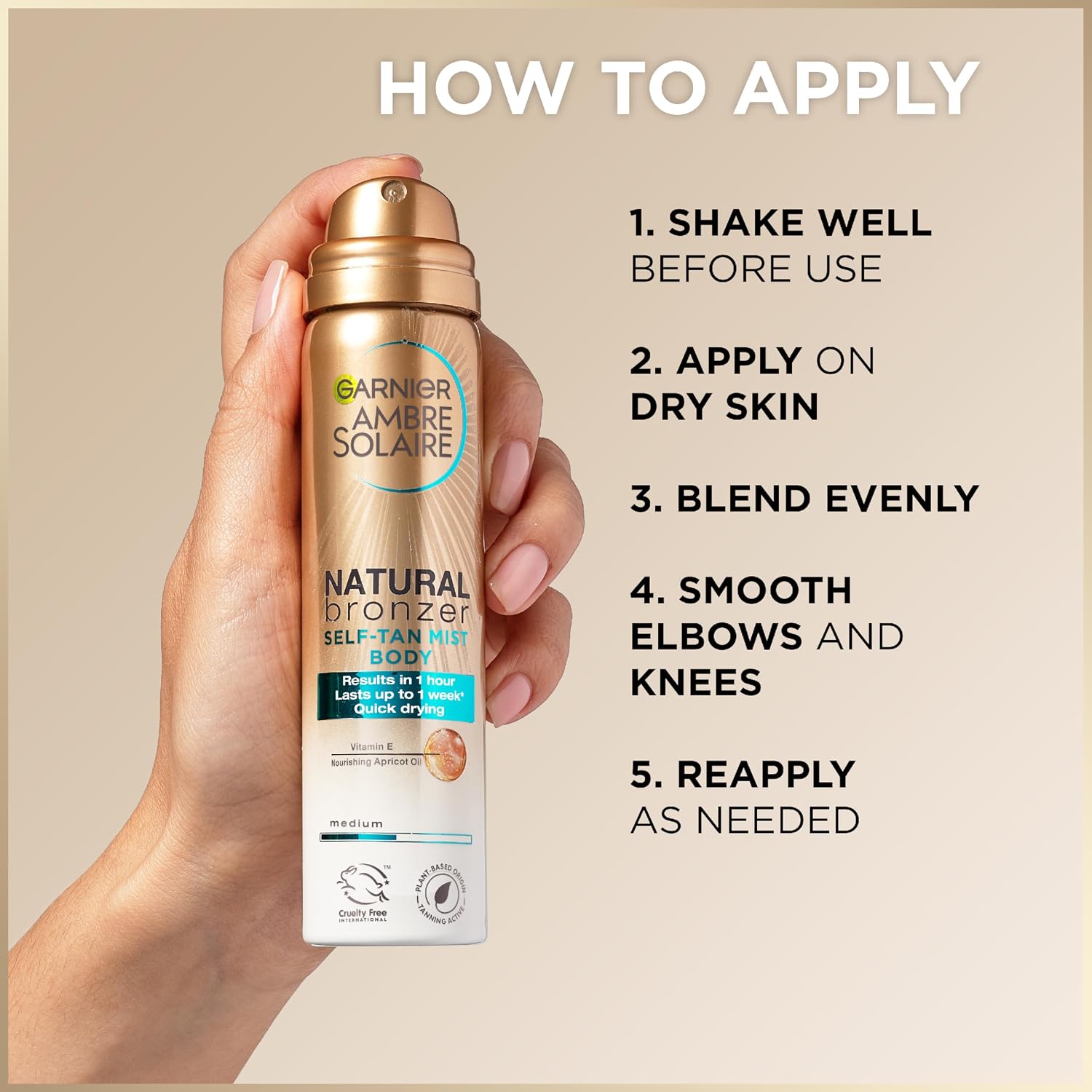 Garnier Ambre Solaire Natural Bronzer Medium Self-Tan Body Mist 150ml
