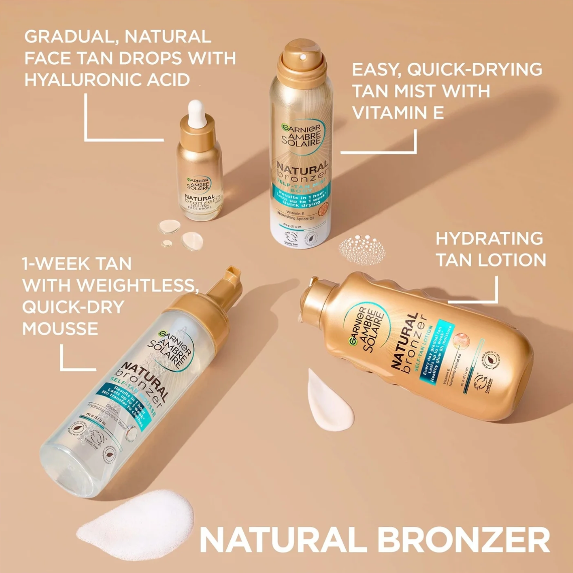 Garnier Ambre Solaire Natural Bronzer Self-Tan Face Drops 30ml