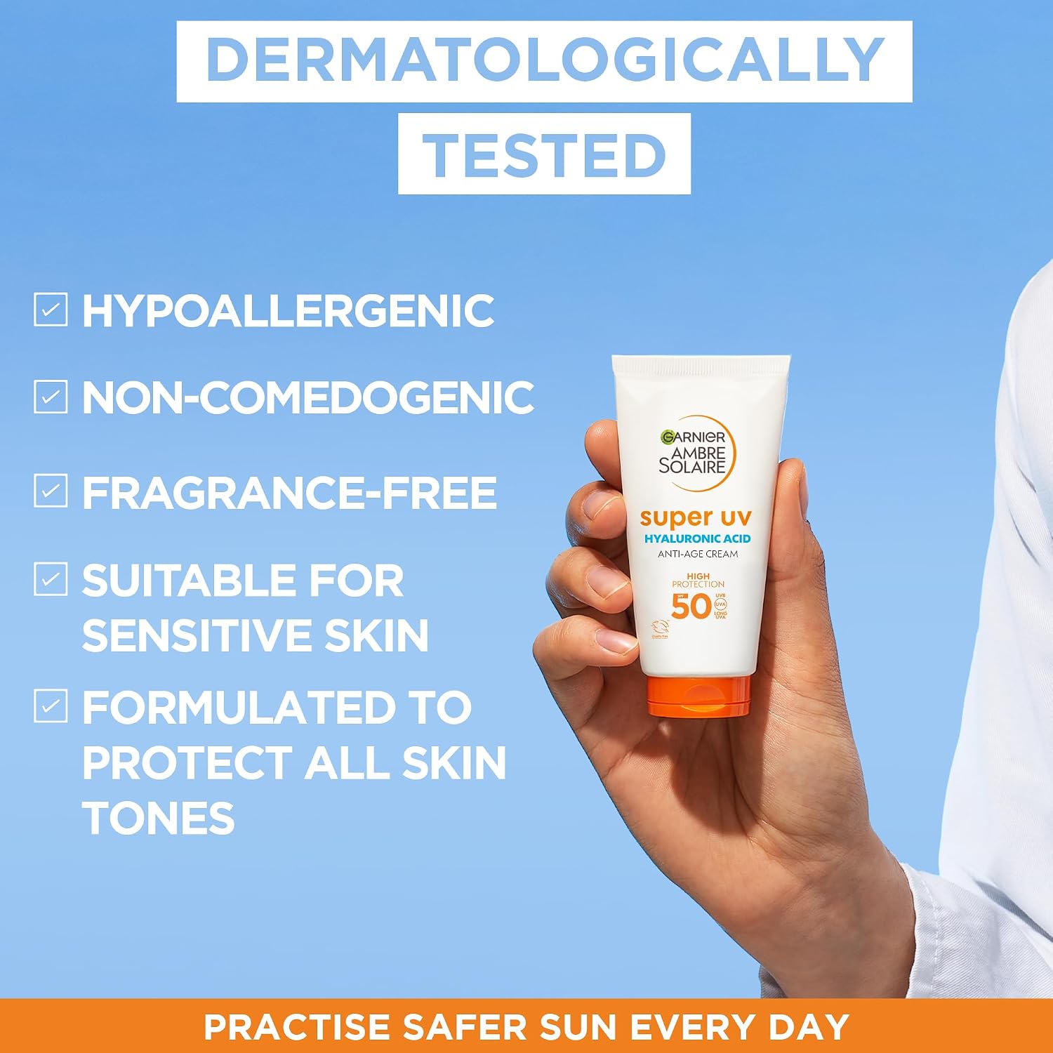Garnier Ambre Solaire Super UV SPF50+ Hyaluronic Acid Anti-Age Cream 50ml