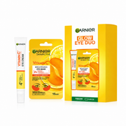 Garnier Glow Eye Duo Gift Set featuring Vitamin C Eye Cream and Brightening Eye Mask for brighter, refreshed-looking under eyes.