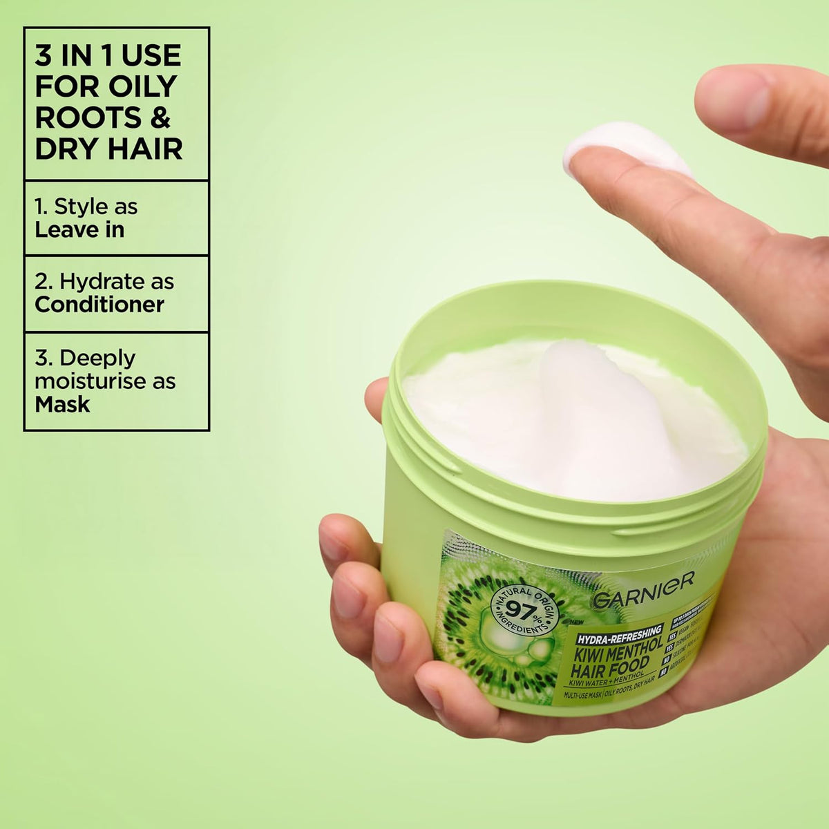 Garnier Kiwi And Menthol Hair Food 3-in-1 Mask 400ml
