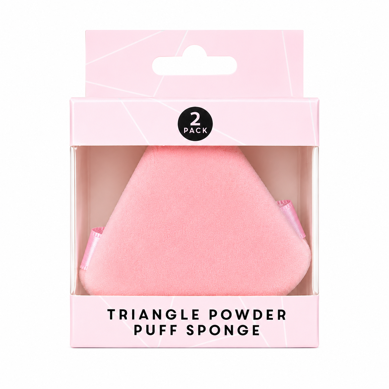 Glamour Studio Triangle Powder Puff Sponge 2 Pack in pink retail packaging for smooth, even powder makeup application