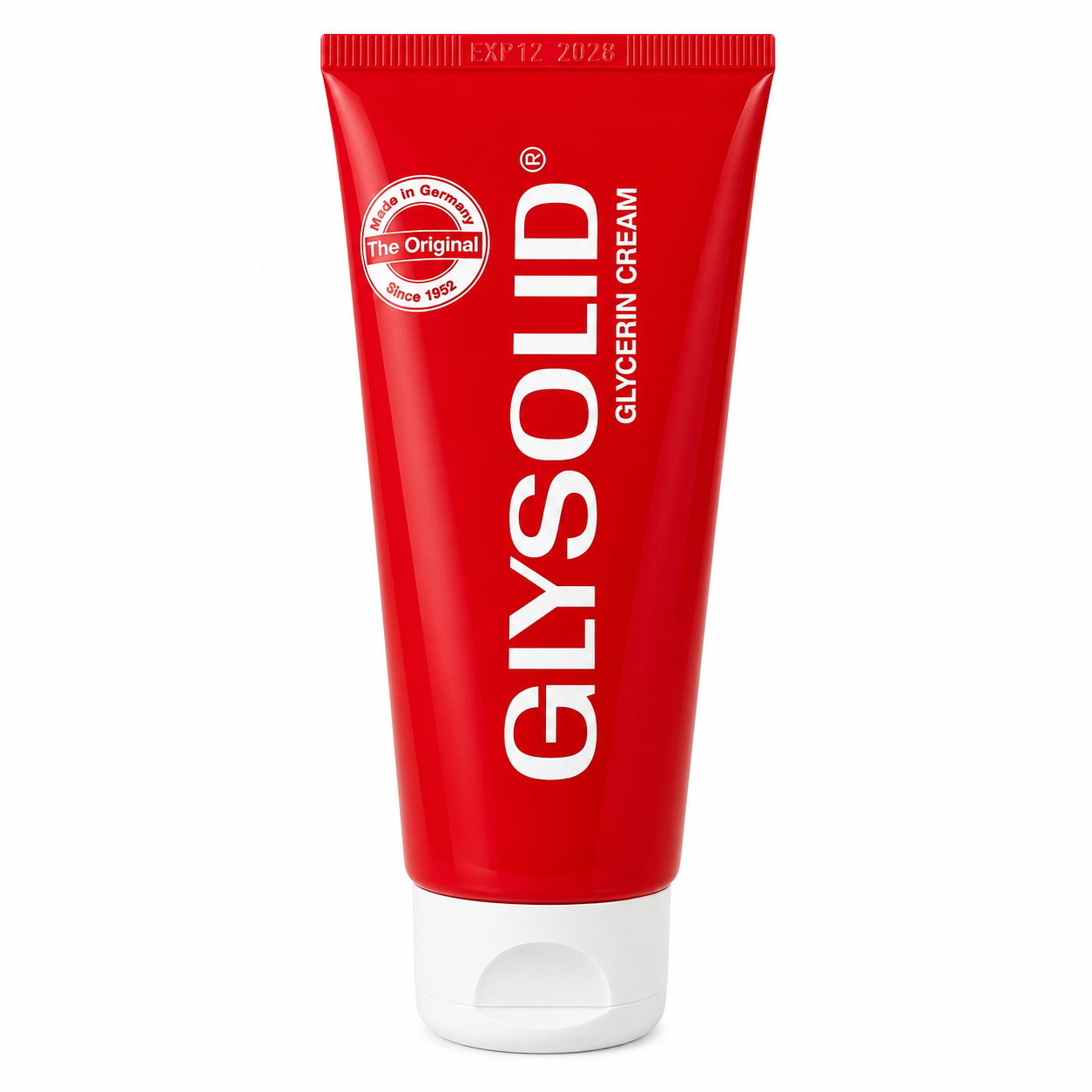 Glysolid Glycerin Cream 100ml tube – rich moisturizing skin cream made in Germany for dry, rough and cracked skin with long-lasting hydration and protection.