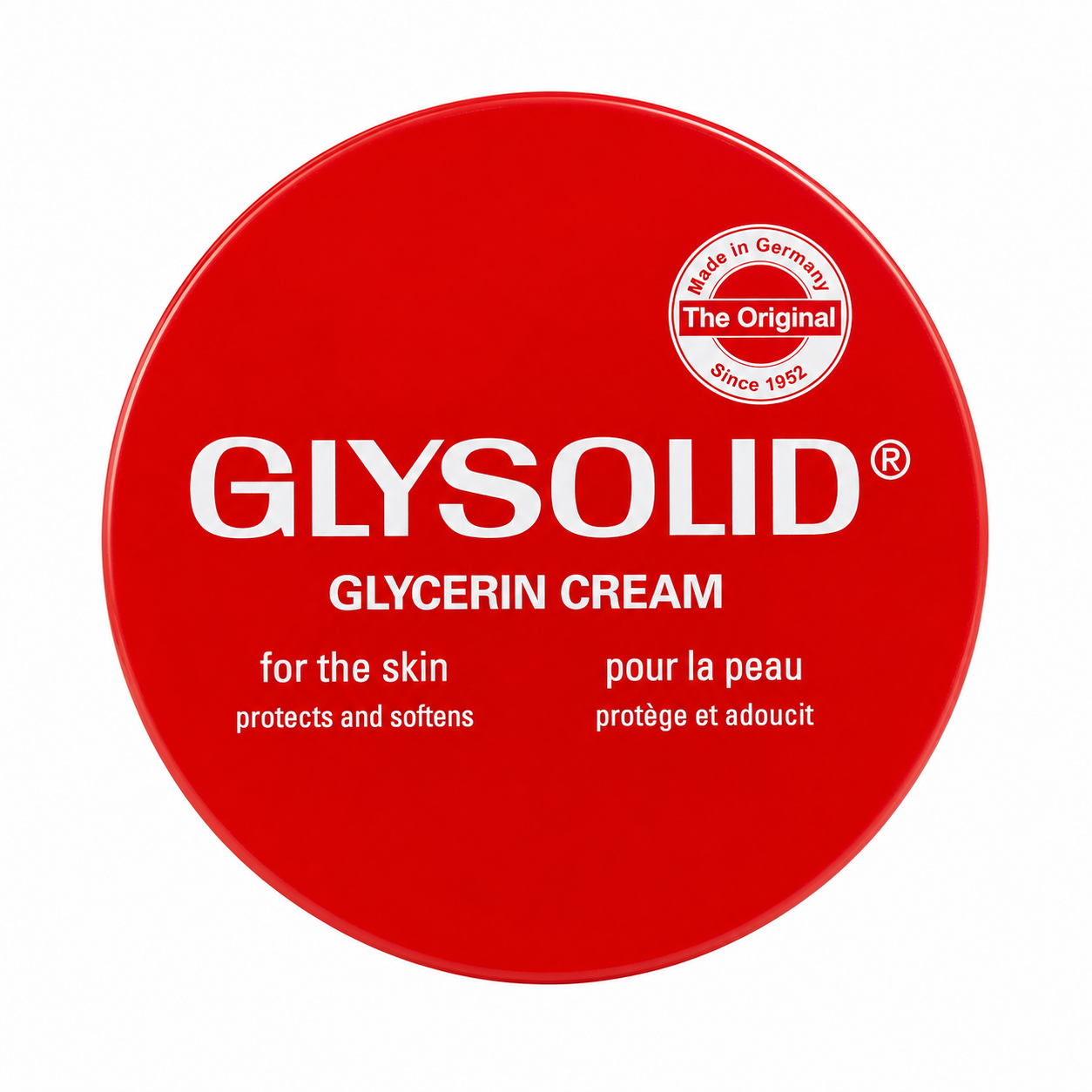 Glysolid Glycerin Cream tin – original German skin cream that protects, softens and deeply moisturizes dry skin with glycerin for hands, feet and body.