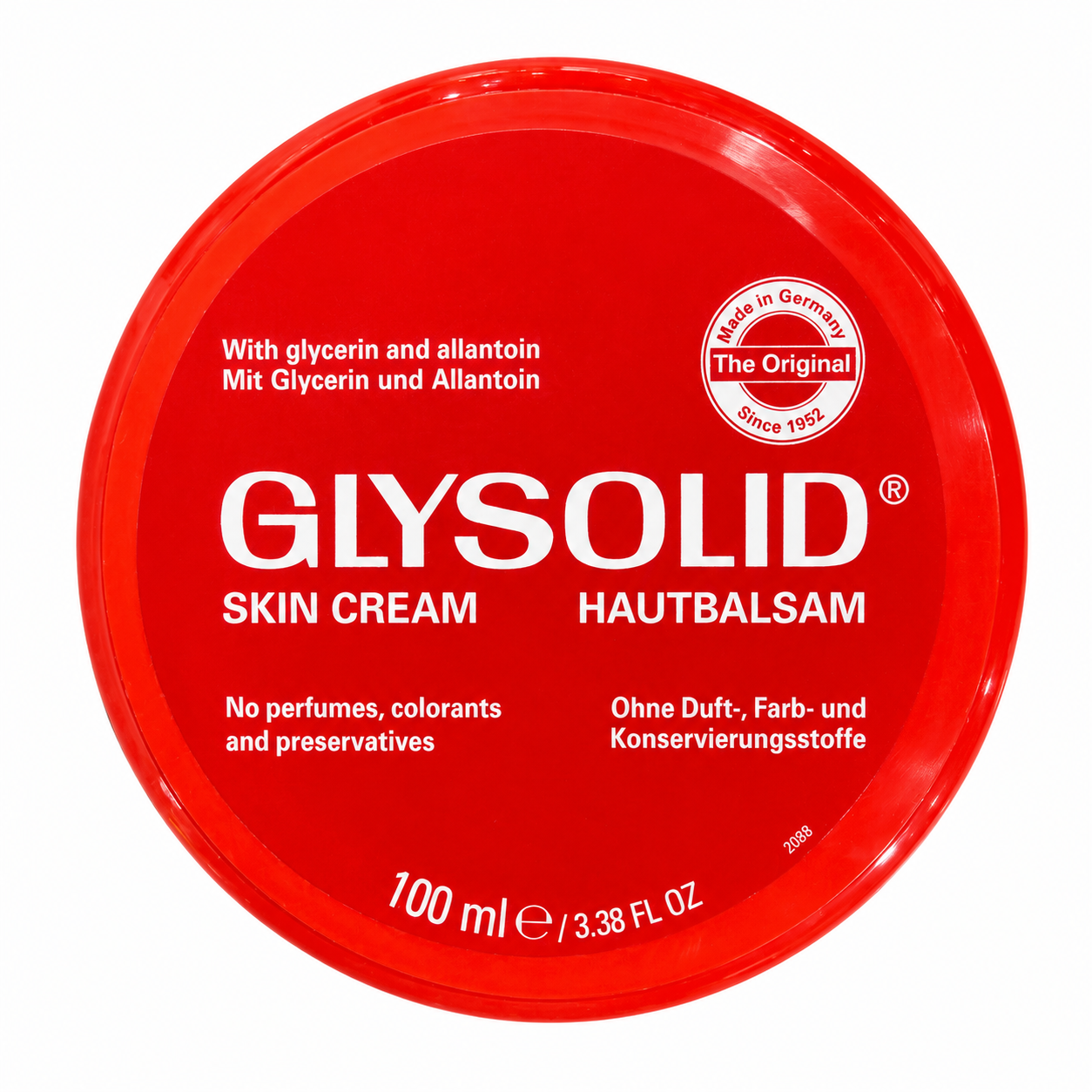 Glysolid Skin Cream 100ml tin with glycerin and allantoin – intensive moisturizer for dry, cracked skin, free from perfumes, colorants and preservatives.
