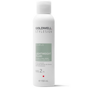 Goldwell StyleSign Curls Lightweight Fluid 150ml for all hair textures, providing lightweight curl definition, heat protection and flexible hold on a white background.