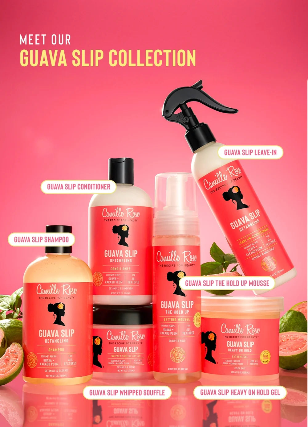 Camille  Rose Guava Slip Hold Up Setting Mousse 207ml
