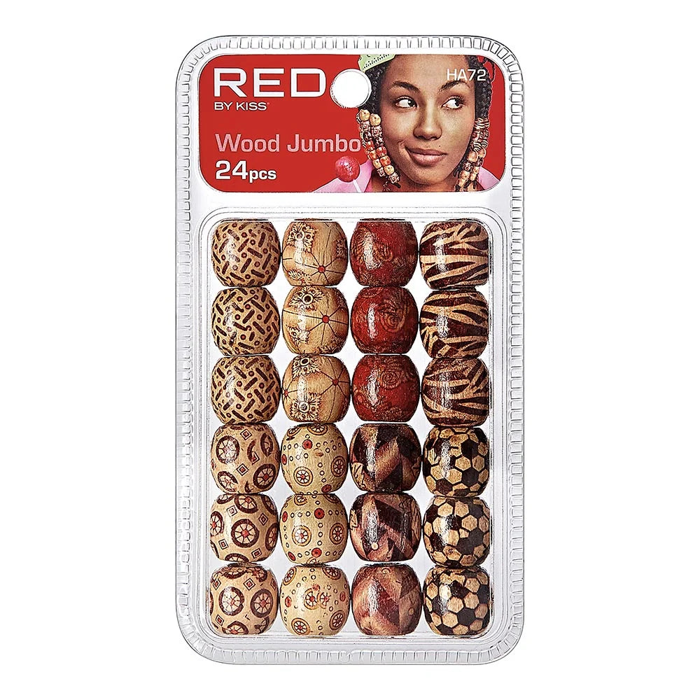 Red By Kiss Wood Jumbo Hair Beads