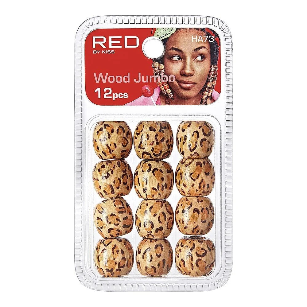Red By Kiss Wood Jumbo Hair Beads