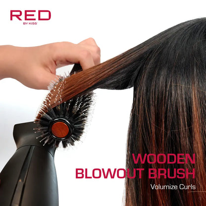 Red By Kiss Blow Dryer Friendly Wooden Blowout Brush