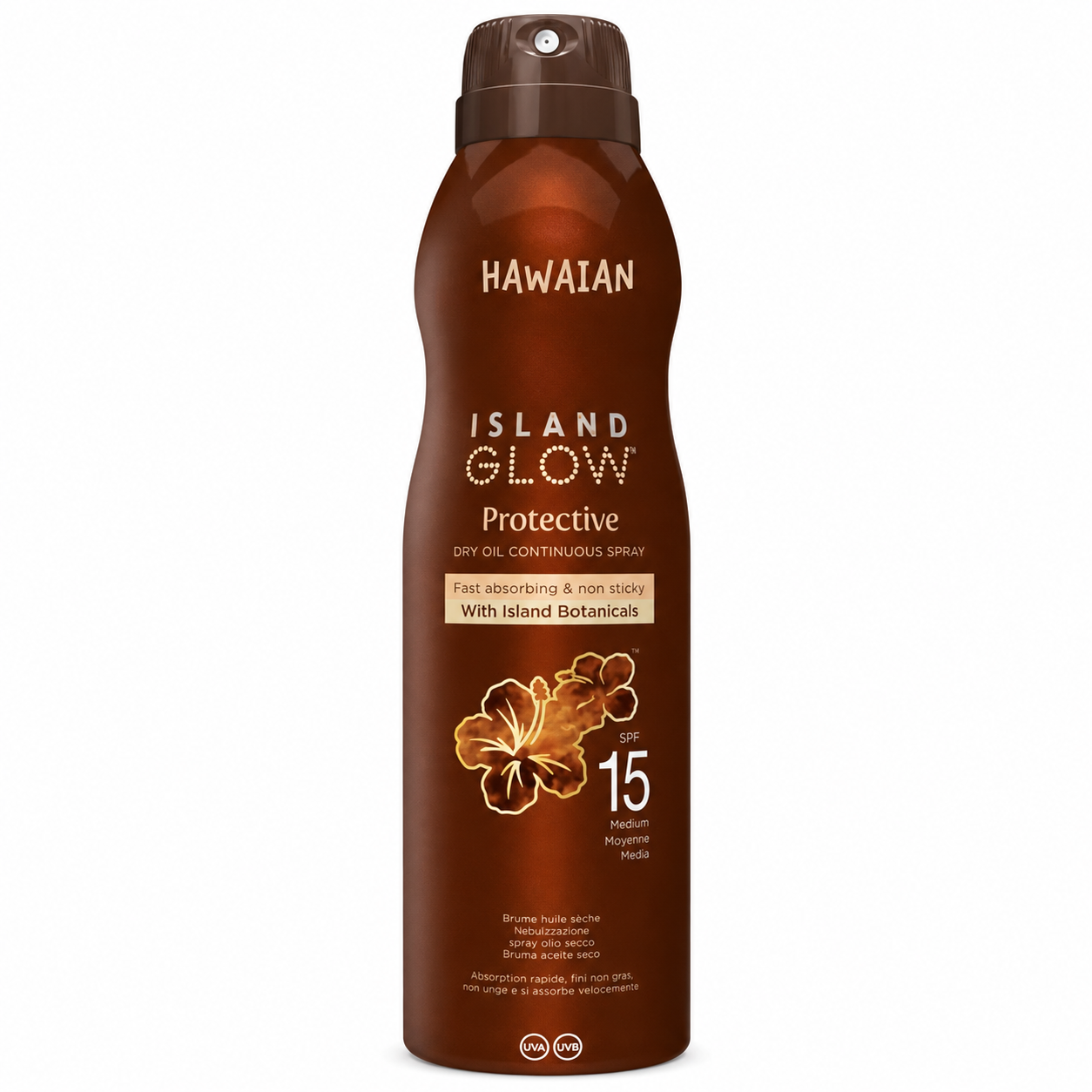 Hawaiian Tropic Island Glow Protective Dry Oil Continuous Spray 175ml SPF 15