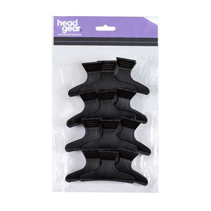 Head Gear Butterfly Sectioning Clips 12 Pack Black