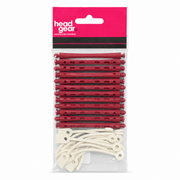 Head Gear Professional Essentials perm rollers in magenta, supplied with durable elastic bands for secure hold. Ideal for creating consistent curls and texture, the vented roller design supports even airflow and processing while remaining lightweight and comfortable to use.
