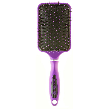 Head Jog 92 Paddle Brush with ceramic-coated base and ionic bristles work together to smooth the hair, reduce frizz, and leave strands soft, sleek, and full of shine.