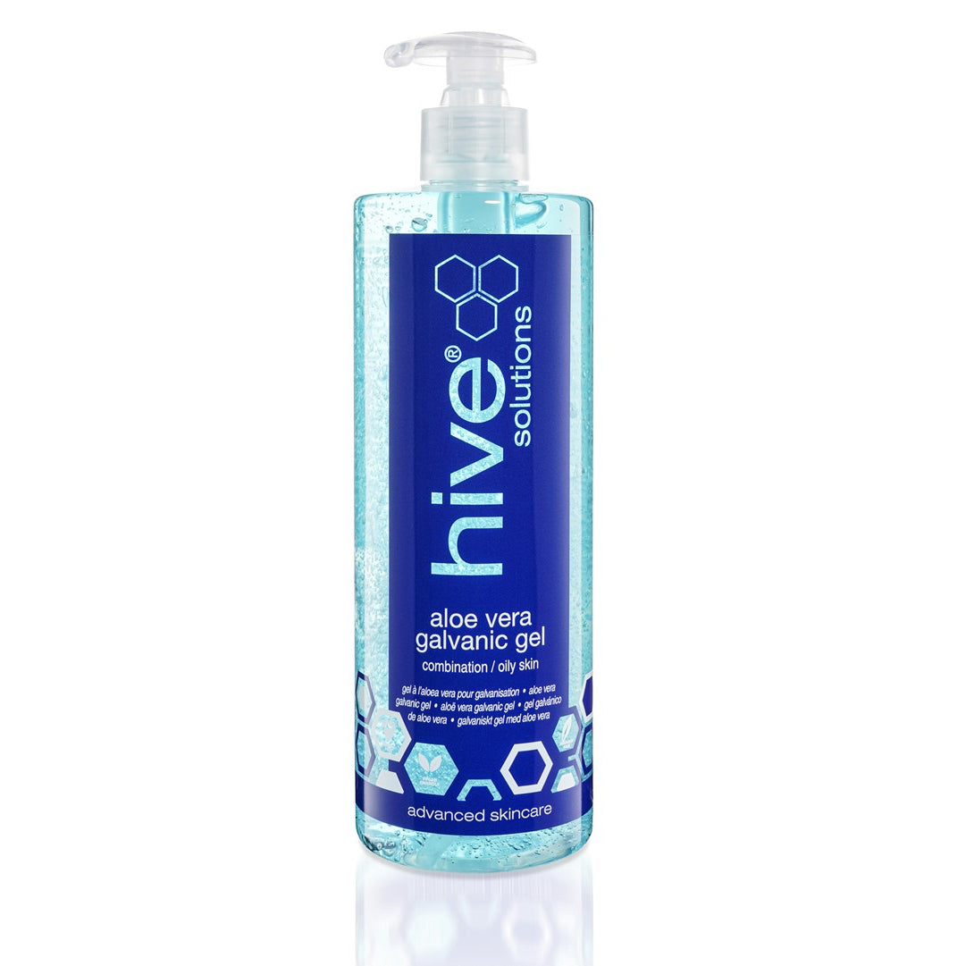Hive Solutions Aloe Vera Galvanic Gel 500ml for combination and oily skin, professional conductive facial treatment gel for galvanic machines with soothing aloe vera.