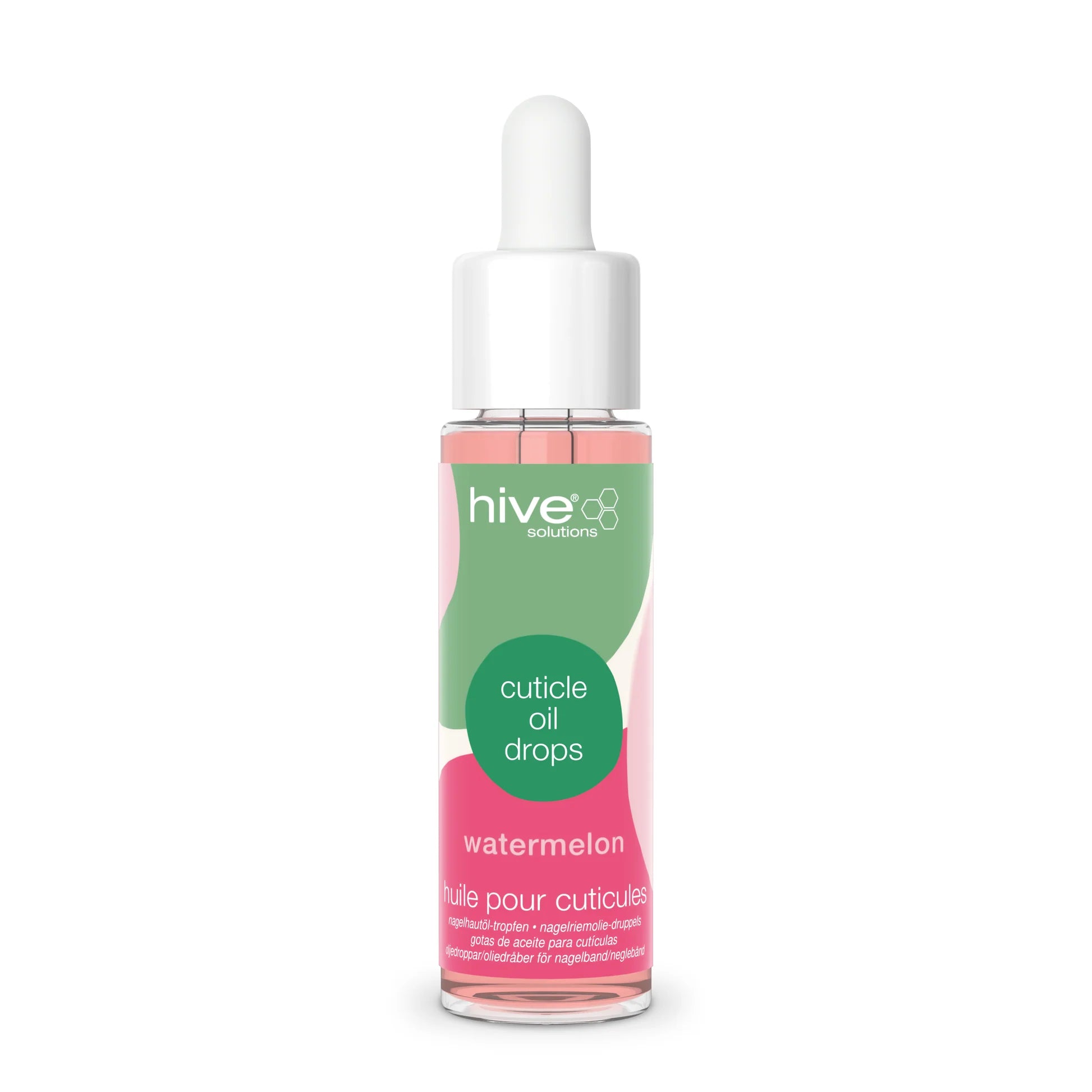 Hive Solutions Watermelon Cuticle Oil Drops 30ml hydrating nail and cuticle oil with a refreshing watermelon fragrance to help condition dry cuticles, moisturise nails and support a healthy manicure.
