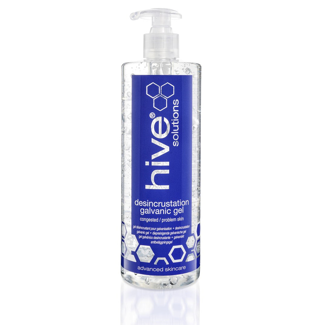Hive Solutions Desincrustation Galvanic Gel 500ml for congested and blemish-prone skin, professional galvanic facial gel for deep cleansing and skin preparation.

