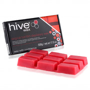 Hive Original Hot Film Depilatory Wax 500g box with red wax block for professional strip-free hair removal on face and body