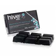 Hive Xtra Strong Hot Film Depilatory Wax 500g box with black wax block for professional strip-free waxing on thick, coarse hair