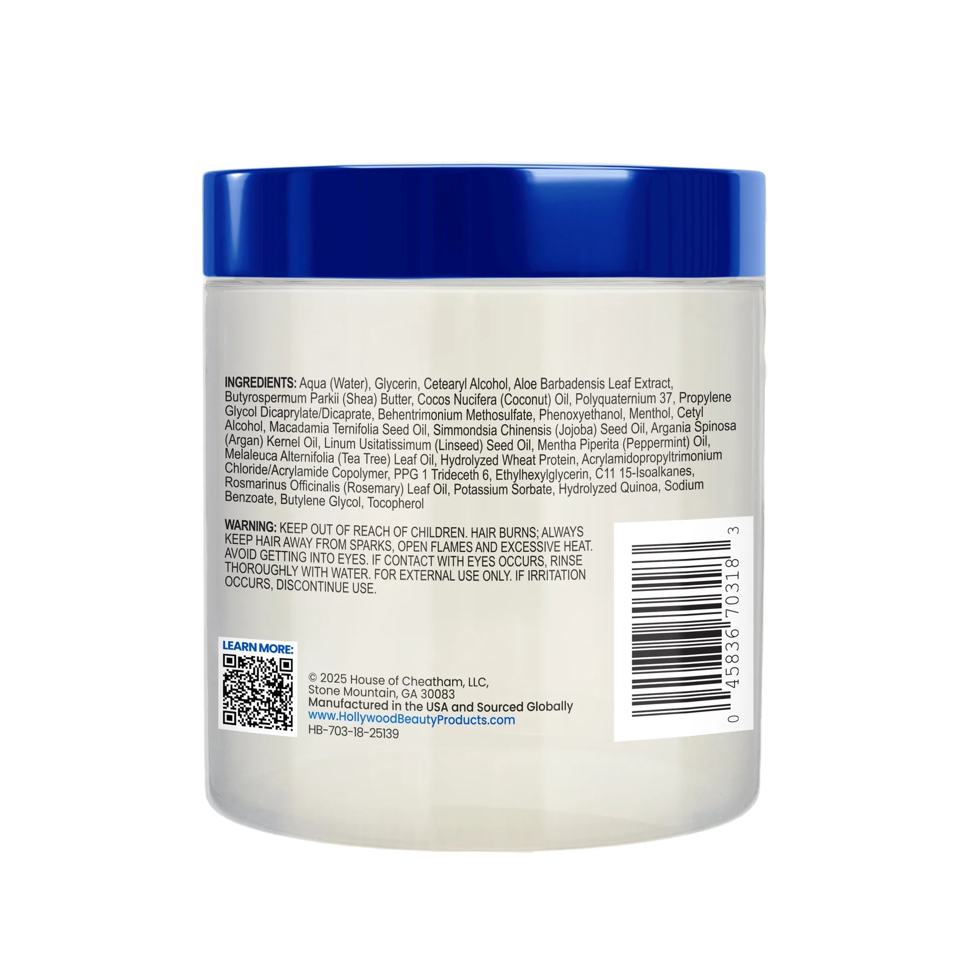 Hollywood Beauty Tea Tree & Rosemary Deep Hydration Hair Masque 18oz back of product 
