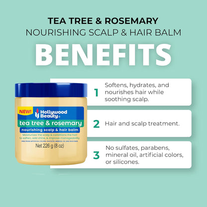 Hollywood Beauty Tea Tree &amp; Rosemary Nourishing Scalp &amp; Hair Balm 8oz benefits for hair and scalp